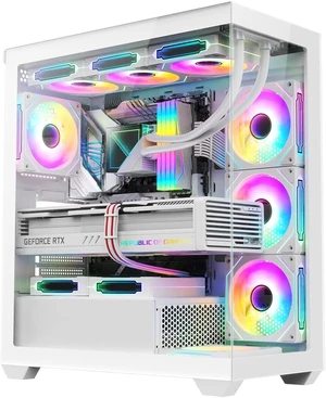 OV603 ATX Mid-Tower PC Case Spacious High-Airflow Gaming Case with 4 x 120mm PWM ARGB Fans, USB 3.0 & Type-C, Tempered Glass (White) OV603 ATX Mid-Tower PC Case Spacious High-Airflow Gaming Case with 4 x 120mm PWM ARGB Fans, USB 3.0 & Type-C, Tempered Glass (White)