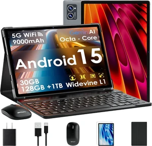 2026 10-Inch Android 15 Tablet with Keyboard 30GB RAM + 128GB ROM (1TB Expand), IPS Display, Octa-Core, 9000mAh, WiFi BT 5.0, Gemini AI, Face Unlock, Split Screen 2026 10-Inch Android 15 Tablet with Keyboard 30GB RAM + 128GB ROM (1TB Expand), IPS Display, Octa-Core, 9000mAh, WiFi BT 5.0, Gemini AI, Face Unlock, Split Screen