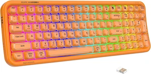 Wireless RGB Backlit Computer Keyboard Tri-Mode Bluetooth 5.0/USB-C/2.4GHz, Full-Size Rechargeable Transparent Keycaps, for Laptop/Windows/PC (Orange) Wireless RGB Backlit Computer Keyboard Tri-Mode Bluetooth 5.0/USB-C/2.4GHz, Full-Size Rechargeable Transparent Keycaps, for Laptop/Windows/PC (Orange)