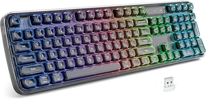 Black Crystal Backlit Computer Keyboard Full-Size Bluetooth Wireless Rechargeable Transparent Keycaps, for Windows, Laptop, PC, Desktop Black Crystal Backlit Computer Keyboard Full-Size Bluetooth Wireless Rechargeable Transparent Keycaps, for Windows, Laptop, PC, Desktop