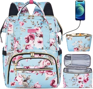 15.6-Inch Laptop Lunch Backpack for Women Durable, with USB Port 15.6-Inch Laptop Lunch Backpack for Women Durable, with USB Port