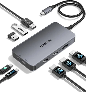 8-in-1 USB-C Laptop Docking Station 3 Monitors, 2 HDMI, DP 8-in-1 USB-C Laptop Docking Station 3 Monitors, 2 HDMI, DP