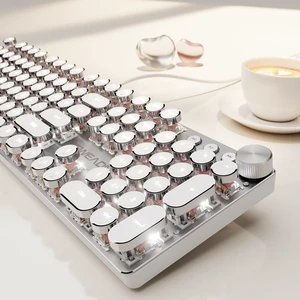 Retro Punk Wired Typewriter Mechanical Keyboard with Media Knob Retro Punk Wired Typewriter Mechanical Keyboard with Media Knob
