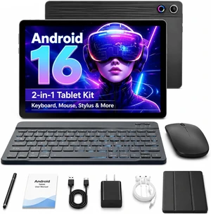 10.1-Inch Android 16 Tablet 2-in-1 Bundle with Keyboard, Wireless Mouse, Stylus & Leather Case, Dual Camera, 64GB+1TB Expansion, for Students & Business 10.1-Inch Android 16 Tablet 2-in-1 Bundle with Keyboard, Wireless Mouse, Stylus & Leather Case, Dual Camera, 64GB+1TB Expansion, for Students & Business