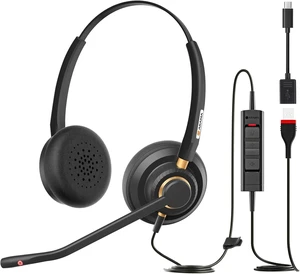 USB Computer Headset with Microphone Noise-Cancelling, Adjustable Volume, Lightweight, for Laptop, Business, Skype, UC, Call Center, Office (802) USB Computer Headset with Microphone Noise-Cancelling, Adjustable Volume, Lightweight, for Laptop, Business, Skype, UC, Call Center, Office (802)
