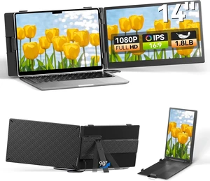 14" Laptop Screen Extender FHD 1080P IPS Portable Monitor, Plug & Play Display Extender for 13-17" Laptops (Screen Length: 11.81"-16.14") for Travel Work 14" Laptop Screen Extender FHD 1080P IPS Portable Monitor, Plug & Play Display Extender for 13-17" Laptops (Screen Length: 11.81"-16.14") for Travel Work