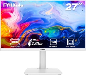27" 4K UHD Gaming Monitor 3840x2160 Fast IPS Panel, 120Hz, 100% sRGB, FreeSync & G-Sync, HDR 400, HDMI 2.1 & DP 1.4, VESA Mountable (White) 27" 4K UHD Gaming Monitor 3840x2160 Fast IPS Panel, 120Hz, 100% sRGB, FreeSync & G-Sync, HDR 400, HDMI 2.1 & DP 1.4, VESA Mountable (White)
