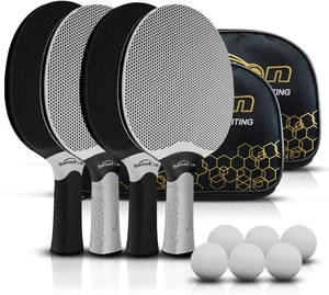 Table Tennis Rackets Set Professional Ping Pong Paddle Set for 4 Players, Composite Rubber, Indoor or Outdoor Games Table Tennis Rackets Set Professional Ping Pong Paddle Set for 4 Players, Composite Rubber, Indoor or Outdoor Games