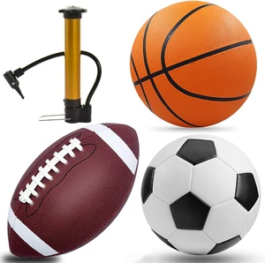 3-Piece Sports Balls Set Size 5 Basketball, Size 4 Soccer Ball, Size 6 Football & Pump, Perfect Sports Gift for Boys, Girls, Teens & Adults 3-Piece Sports Balls Set Size 5 Basketball, Size 4 Soccer Ball, Size 6 Football & Pump, Perfect Sports Gift for Boys, Girls, Teens & Adults