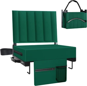 Stadium Seat for Bleachers Back Support & Cushion, Shoulder Strap & Cup Holder, Padded Portable Folding Chair for Sports Events (Green, 1pcs) Stadium Seat for Bleachers Back Support & Cushion, Shoulder Strap & Cup Holder, Padded Portable Folding Chair for Sports Events (Green, 1pcs)