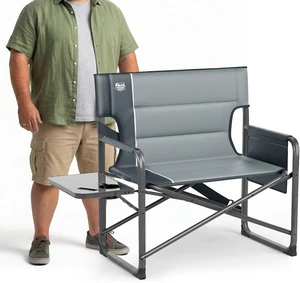 XXL Director's Chair Heavy-Duty Folding Camping Chair for Adults, 500lb Capacity, Extra-Wide Padded Seat for Camping, Sports, Lawn, Courtyard & Outdoor Use (Grey) XXL Director's Chair Heavy-Duty Folding Camping Chair for Adults, 500lb Capacity, Extra-Wide Padded Seat for Camping, Sports, Lawn, Courtyard & Outdoor Use (Grey)