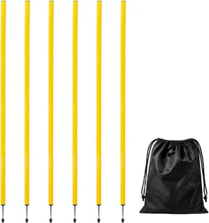 6 Pcs 5FT Adjustable Agility Training Poles Speed & Agility Sports Training Sticks with Stainless Steel Ground Nails for Soccer, Basketball, Football, Dog & Horse 6 Pcs 5FT Adjustable Agility Training Poles Speed & Agility Sports Training Sticks with Stainless Steel Ground Nails for Soccer, Basketball, Football, Dog & Horse