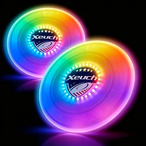 2 Pack Light-Up Flying Disc for Beach & Camping Outdoor Games Gift for Teens/Adults, 175g, 16 Lighting Modes, 4 Brightness, 600mAh Rechargeable Battery 2 Pack Light-Up Flying Disc for Beach & Camping Outdoor Games Gift for Teens/Adults, 175g, 16 Lighting Modes, 4 Brightness, 600mAh Rechargeable Battery