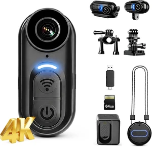 4K Mini Body Camera Action POV Cam 64GB Sports Camcorder with Audio Video Recording, WiFi, Magnetic Mount & Helmet Mount, Waterproof for Motorcycle, Cycling, Hiking & Fishing 4K Mini Body Camera Action POV Cam 64GB Sports Camcorder with Audio Video Recording, WiFi, Magnetic Mount & Helmet Mount, Waterproof for Motorcycle, Cycling, Hiking & Fishing