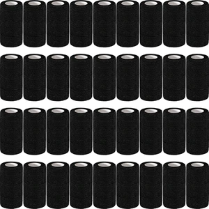Self Adhesive Cohesive Bandage Wrap 36 Pack, 4" x 5 Yards Elastic Tape for Athletic, Tattoo Grip, Vet & Ankle Use, Black Self Adhesive Cohesive Bandage Wrap 36 Pack, 4" x 5 Yards Elastic Tape for Athletic, Tattoo Grip, Vet & Ankle Use, Black