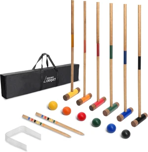 Six Player Croquet Lawn Game Set Rubber Wood Six Player Croquet Lawn Game Set Rubber Wood