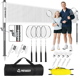 Professional Badminton Set with Net Carbon Fiber Rackets, Set of 4 Professional Badminton Set with Net Carbon Fiber Rackets, Set of 4