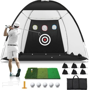 10x7FT Golf Practice Net for Backyard Driving Hitting Net with Tri-Turf Mat & Noise-Reducing Nylon Target, Indoor Chipping Aid, Gift for Men/Dad/Him 10x7FT Golf Practice Net for Backyard Driving Hitting Net with Tri-Turf Mat & Noise-Reducing Nylon Target, Indoor Chipping Aid, Gift for Men/Dad/Him