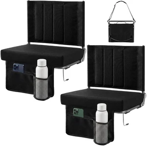 Stadium Seats with Back Support 2-Pack Bleacher Chairs, Black Stadium Seats with Back Support 2-Pack Bleacher Chairs, Black