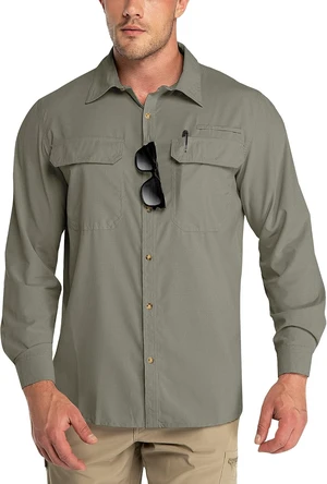 Men's UPF 50+ Long Sleeve Sun Protection Shirt Cooling Quick Dry Hiking & Fishing Shirt for Safari Travel Men's UPF 50+ Long Sleeve Sun Protection Shirt Cooling Quick Dry Hiking & Fishing Shirt for Safari Travel
