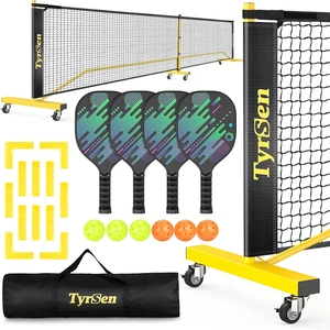 Pickleball Net Set on Wheels 22FT Regular Size for Driveway & Backyard, with 4 Paddles, 6 Balls, 12 Court Markers & Carry Bag for Indoor/Outdoor Play Pickleball Net Set on Wheels 22FT Regular Size for Driveway & Backyard, with 4 Paddles, 6 Balls, 12 Court Markers & Carry Bag for Indoor/Outdoor Play