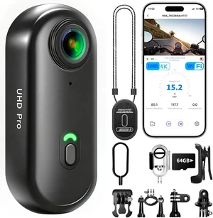 4K Thumb Mini Body Camera with WiFi Magnetic Clip Hands-Free POV Camera, Waterproof Case, Mount Anywhere for Sports Vlogging (Dark Black, 128GB) 4K Thumb Mini Body Camera with WiFi Magnetic Clip Hands-Free POV Camera, Waterproof Case, Mount Anywhere for Sports Vlogging (Dark Black, 128GB)