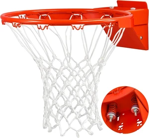 Universal 18" Basketball Rim Replacement Heavy Duty Breakaway Double-Spring Solid Steel Rim & Net for In-Ground & Wall-Mounted Hoops, Indoor/Outdoor Universal 18" Basketball Rim Replacement Heavy Duty Breakaway Double-Spring Solid Steel Rim & Net for In-Ground & Wall-Mounted Hoops, Indoor/Outdoor
