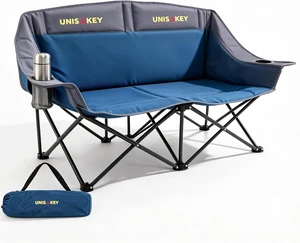 Oversized Double Camping Loveseat Chair 650LBS Capacity, Blue Oversized Double Camping Loveseat Chair 650LBS Capacity, Blue
