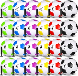 24 Pcs Soccer Ball Bulk with Pumps Sizes 5/4/3 24 Pcs Soccer Ball Bulk with Pumps Sizes 5/4/3