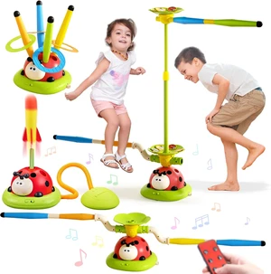 5-in-1 Musical Jump Toys Toss Ring Game, Stomping Rocket Launcher & Obstacle Avoidance Remote Control Games for Kids Ages 4-8 8-13, Indoor/Outdoor 5-in-1 Musical Jump Toys Toss Ring Game, Stomping Rocket Launcher & Obstacle Avoidance Remote Control Games for Kids Ages 4-8 8-13, Indoor/Outdoor