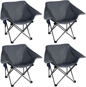 Compact Collapsible Folding Camping Chairs 4 Pack Heavy Duty Outdoor Sports Chairs for Adults, 400 Lbs, Black Gray Compact Collapsible Folding Camping Chairs 4 Pack Heavy Duty Outdoor Sports Chairs for Adults, 400 Lbs, Black Gray