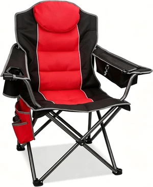 Oversized Full Padded Camping Chair with Cup Holder, Cooler Bag & Shoulder Straps Heavy Duty Outdoor Folding Lawn Chair for Camping, Beach & Fishing, 350 LBS, Red Oversized Full Padded Camping Chair with Cup Holder, Cooler Bag & Shoulder Straps Heavy Duty Outdoor Folding Lawn Chair for Camping, Beach & Fishing, 350 LBS, Red