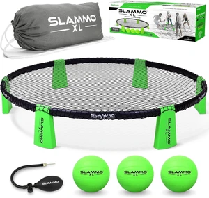 Slammo XL Extra Large Round Net Game Includes 3 Balls, Pump & Carrying Bag, Great for Beach Party, Backyard & Outdoor Family Fun Slammo XL Extra Large Round Net Game Includes 3 Balls, Pump & Carrying Bag, Great for Beach Party, Backyard & Outdoor Family Fun