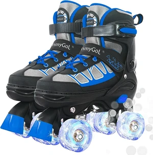 Adjustable Quad Roller Skates with Light-Up Wheels for Kids, Boys & Girls Ages 6-12 Outdoor Sports for Toddlers & Beginners Adjustable Quad Roller Skates with Light-Up Wheels for Kids, Boys & Girls Ages 6-12 Outdoor Sports for Toddlers & Beginners