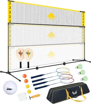 3-in-1 Portable Badminton, Volleyball & Pickleball Net Set for Backyards 3-in-1 Portable Badminton, Volleyball & Pickleball Net Set for Backyards