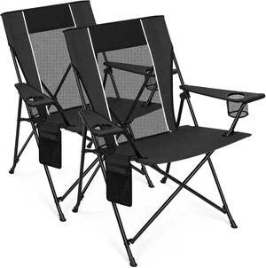 Heavy Duty Folding Camping Chair for Adults with Dual Cup Holders, Side Pocket & Carry Bag Portable Outdoor Sports Chair for Lawn, Beach, Fishing, Picnic & Tailgating, Black Heavy Duty Folding Camping Chair for Adults with Dual Cup Holders, Side Pocket & Carry Bag Portable Outdoor Sports Chair for Lawn, Beach, Fishing, Picnic & Tailgating, Black