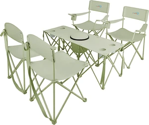 5 Pcs Folding Camping Chair & Table Set with Cooler Bag & Cup Holder, Portable Outdoor Picnic Chairs & Camp Table for Camping, Fishing & Sporting Events, Supports 500lbs, Green 5 Pcs Folding Camping Chair & Table Set with Cooler Bag & Cup Holder, Portable Outdoor Picnic Chairs & Camp Table for Camping, Fishing & Sporting Events, Supports 500lbs, Green