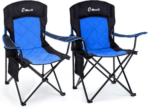 2-Pack Diamond-Quilted Folding Camping Chair with Adjustable Armrest 2-Pack Diamond-Quilted Folding Camping Chair with Adjustable Armrest