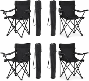 4-Pack Portable Folding Camping Chairs for Beach & Lawn (Black) 4-Pack Portable Folding Camping Chairs for Beach & Lawn (Black)