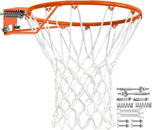 18" Solid Steel Heavy Duty Basketball Rim Replacement with Heavy-Duty Net, Pro-Grade Double Spring Hoop Rim, Wall-Mount & Complete Installation Kit 18" Solid Steel Heavy Duty Basketball Rim Replacement with Heavy-Duty Net, Pro-Grade Double Spring Hoop Rim, Wall-Mount & Complete Installation Kit