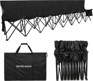 Portable 8-Seat Team Soccer Bench with Bag, Black Portable 8-Seat Team Soccer Bench with Bag, Black