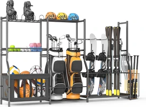 Golf Bag Stand Sports Equipment Organizer with Ski & Ball Storage Golf Bag Stand Sports Equipment Organizer with Ski & Ball Storage