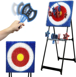 5FT Tall Backyard Axe Throwing Game with 24" x 24" Bristle Target, 8 Axes & 8 Throwing Stars, Foldable Steel Frame, Indoor/Outdoor Games for Adults, Kids & Family 5FT Tall Backyard Axe Throwing Game with 24" x 24" Bristle Target, 8 Axes & 8 Throwing Stars, Foldable Steel Frame, Indoor/Outdoor Games for Adults, Kids & Family