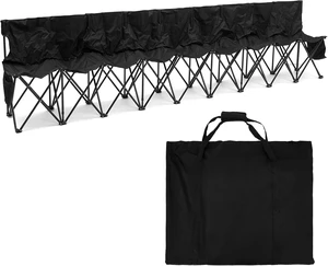Folding 9-Seat Portable Soccer Team Bench with Storage Bag, Sideline Seating for Football, Camp, Travel & Events (Classic, Black) Folding 9-Seat Portable Soccer Team Bench with Storage Bag, Sideline Seating for Football, Camp, Travel & Events (Classic, Black)