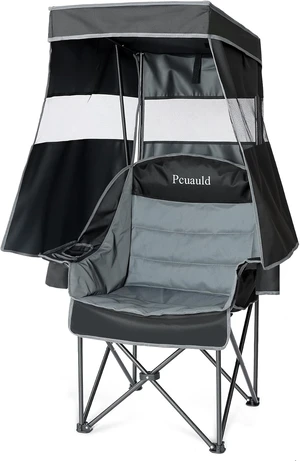 Heavy Duty Folding Camping Chair with Canopy Shade & Umbrella Cup Holder, Oversized Padded Outdoor Lawn Chair for Adults, Sports Events & Fishing, 500LBS Heavy Duty Folding Camping Chair with Canopy Shade & Umbrella Cup Holder, Oversized Padded Outdoor Lawn Chair for Adults, Sports Events & Fishing, 500LBS