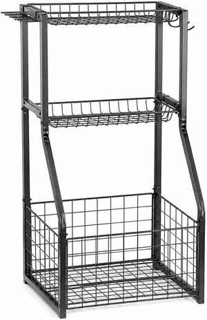 Garage Sports Organizer with Ball Rack, Bat Holder & 4 Hooks Garage Sports Organizer with Ball Rack, Bat Holder & 4 Hooks