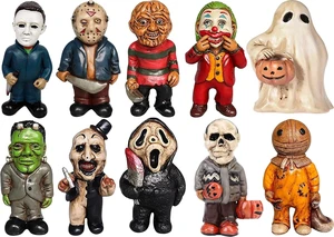 10pcs Horror Movie Halloween Gnome Garden Statues Set, Figurines 10pcs Horror Movie Halloween Gnome Garden Statues Set, Figurines