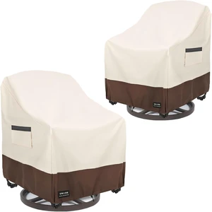 2 Pack Waterproof Outdoor Swivel Chair Covers, Heavy Duty Patio Furniture Cover for Deck Swivel Chair, 30 W x 34 D x 36 H inches, Beige & Brown 2 Pack Waterproof Outdoor Swivel Chair Covers, Heavy Duty Patio Furniture Cover for Deck Swivel Chair, 30 W x 34 D x 36 H inches, Beige & Brown