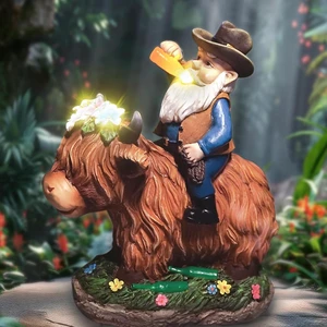 Solar Gnome & Highland Cow Garden Statue with Lights, Outdoor Yard Lawn Patio Decor, Gifts for Women, Mom, Grandma & Gardeners, Mother's Day Solar Gnome & Highland Cow Garden Statue with Lights, Outdoor Yard Lawn Patio Decor, Gifts for Women, Mom, Grandma & Gardeners, Mother's Day