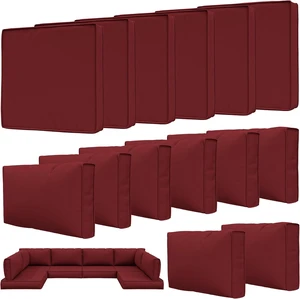 14 Pcs Waterproof Outdoor Patio Cushion Covers with Zippers, Non-Slip Replaceable Furniture Covers in 3 Sizes for Backyard & Garden, Burgundy 14 Pcs Waterproof Outdoor Patio Cushion Covers with Zippers, Non-Slip Replaceable Furniture Covers in 3 Sizes for Backyard & Garden, Burgundy